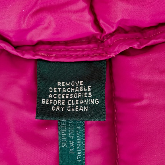 Lauren Ralph Lauren RLL Puffer Jacket Hooded Faux Fur Trim Pink Womens Small - Picture 8 of 16